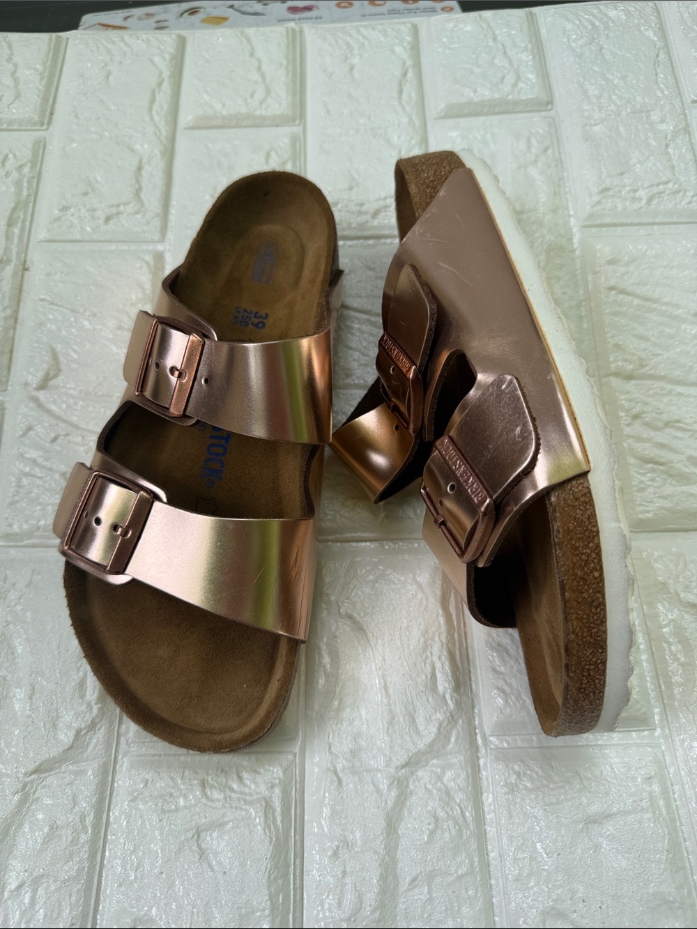 Birkenstock Soft Footbed Copper Metallic Arizona Sandals Women’s Size 39eu